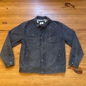 Marine Layer gray coated cotton plaid lined zip snap collar jacket SIZE M